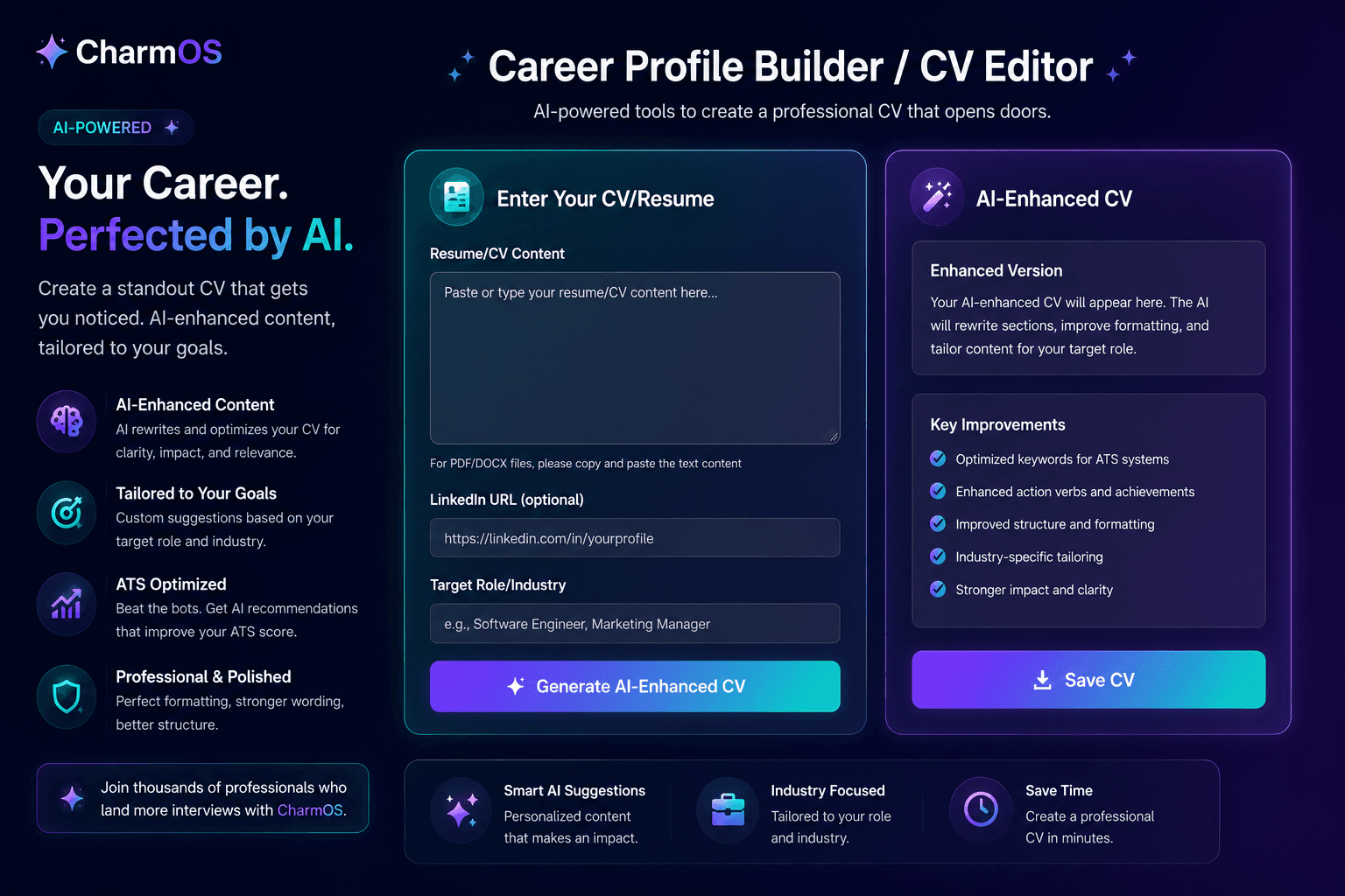 CharmOS career profile builder