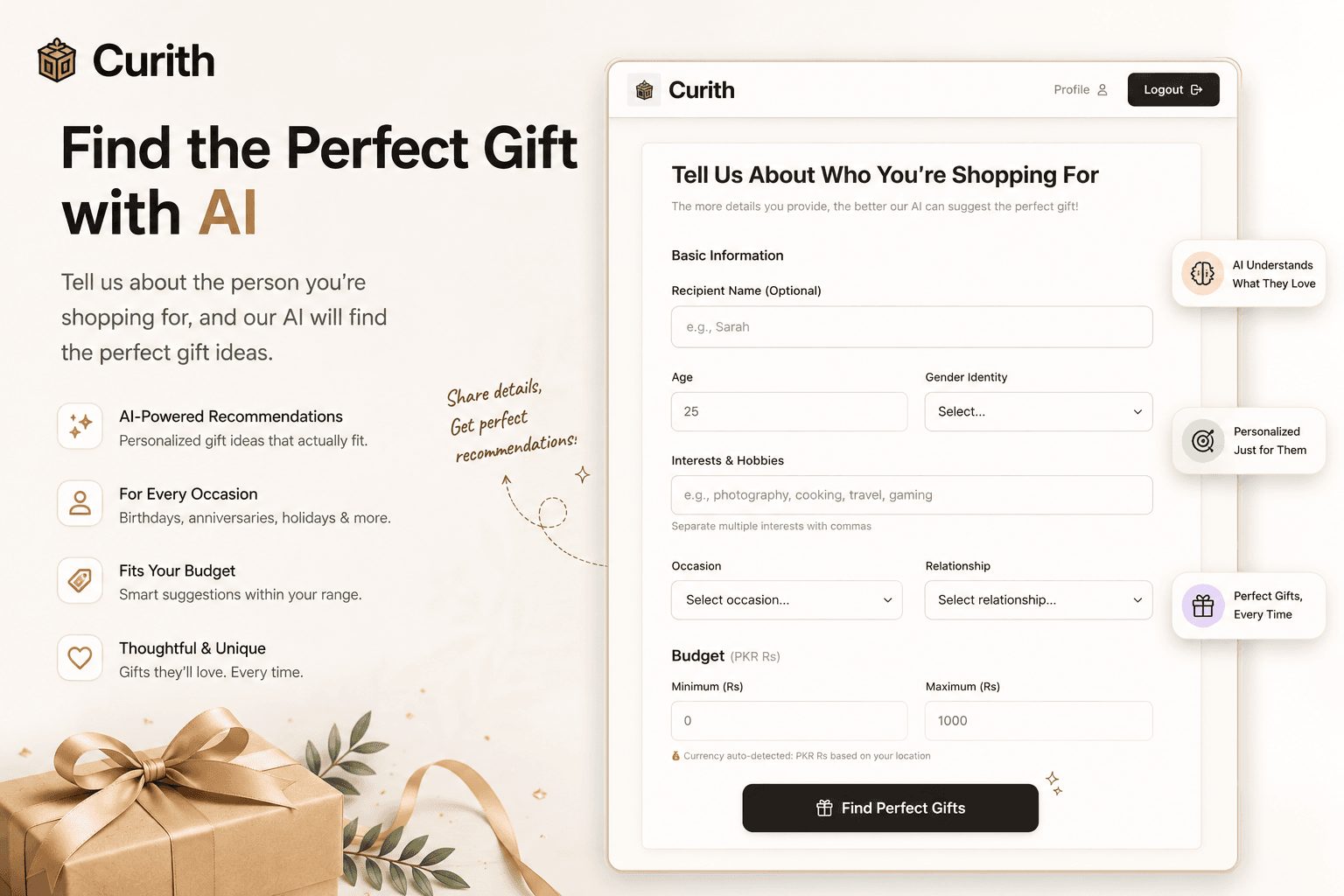 Curith AI gift finder
